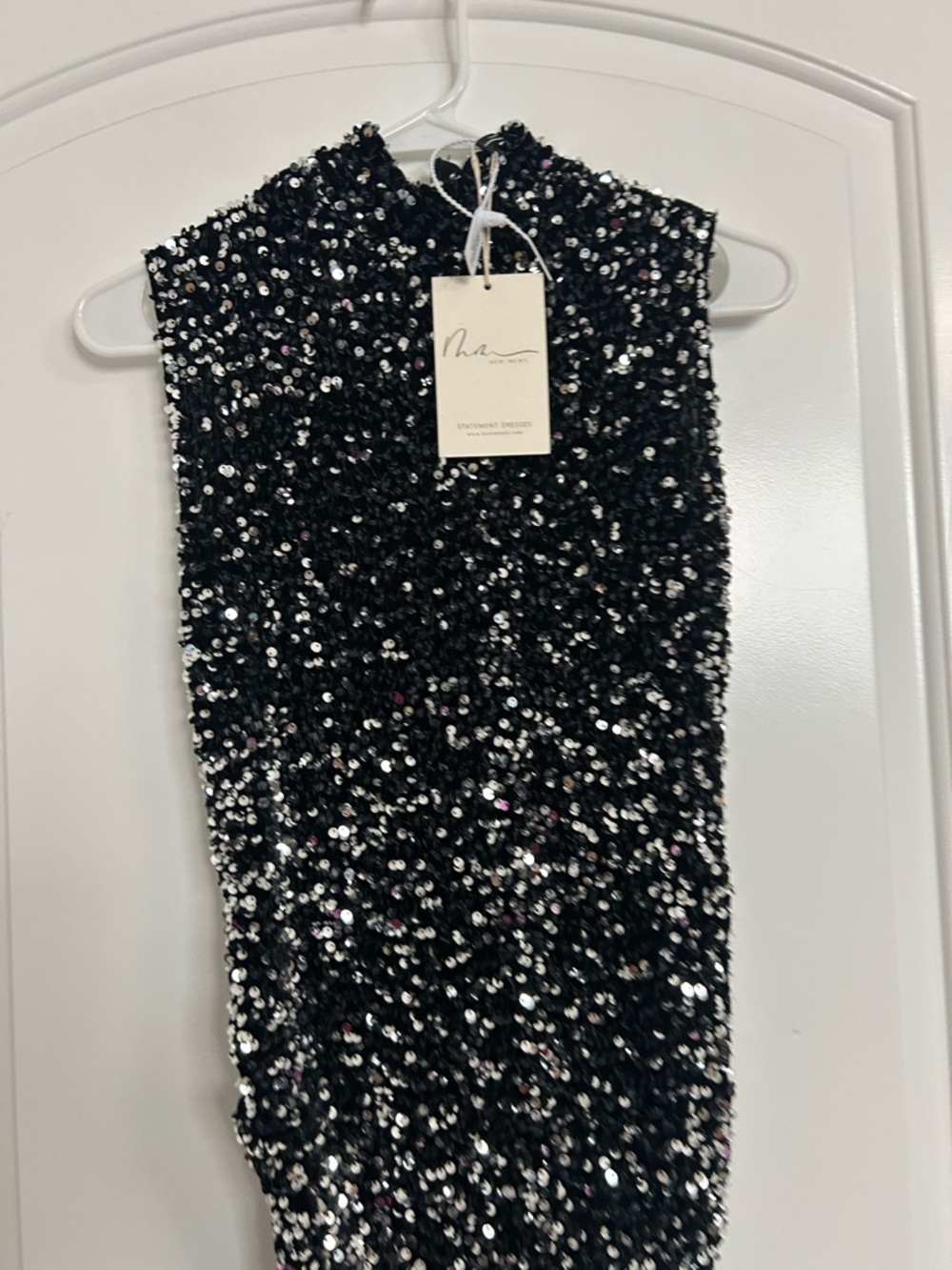 Mew Mews Sequin Sparkling Sleeveless Mini Dress Size M NWT Chic Wedding 90s Glam - Picture 4 of 14